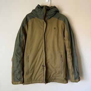 Timberland Mens Hooded Fleece Lined Jacket‎ Olive Green Ripstop TB0A1COI Small